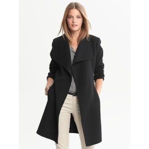 Banana republic black wool coat small